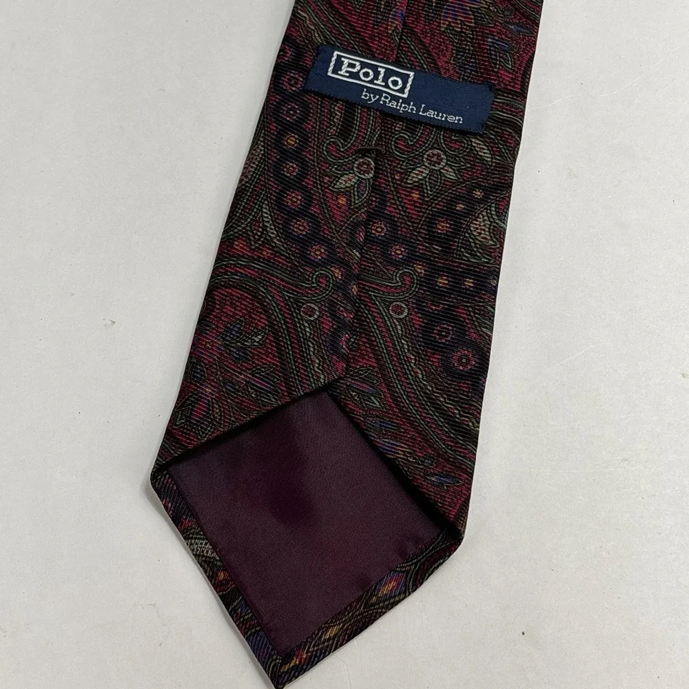 Polo Ralph Lauren Vintage Made in USA 100% Silk Hand Made Paisley Print Tie